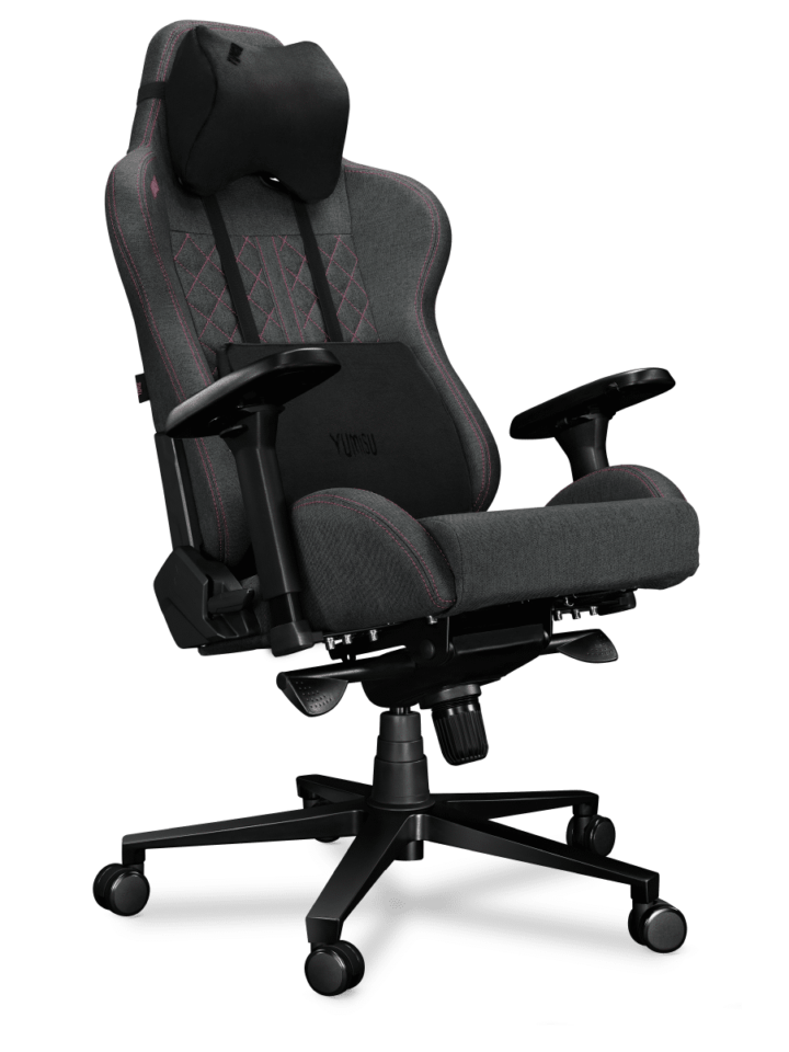 Fotel gamingowy YUMISU 2050 Tkanina GRAY/PINK - obrazek 2