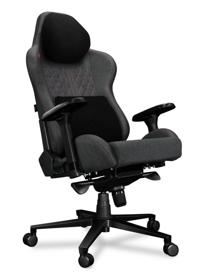 Fotel gamingowy YUMISU 2050 Magnetic Tkanina GRAY/PINK - obrazek 2