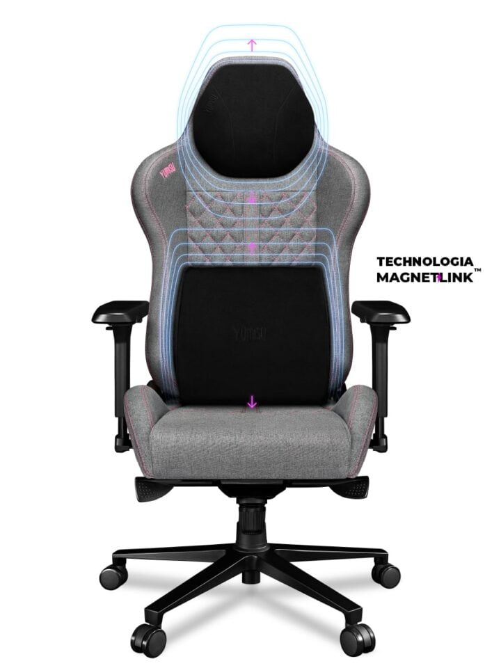Fotel gamingowy YUMISU 2050 Magnetic Tkanina CLOUD/PINK - obrazek 3