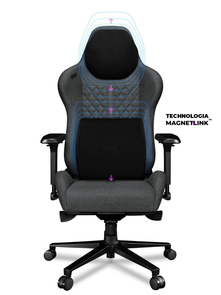 Fotel gamingowy YUMISU 2050 Magnetic Tkanina GRAY/BLACK - obrazek 3