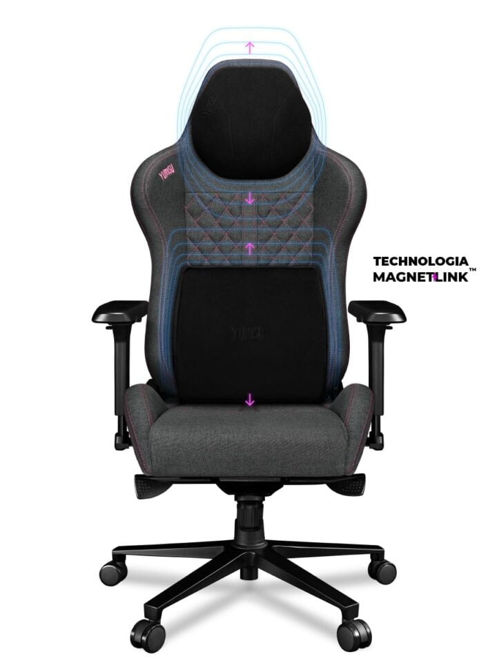 Fotel gamingowy YUMISU 2050 Magnetic Tkanina GRAY/PINK - obrazek 3