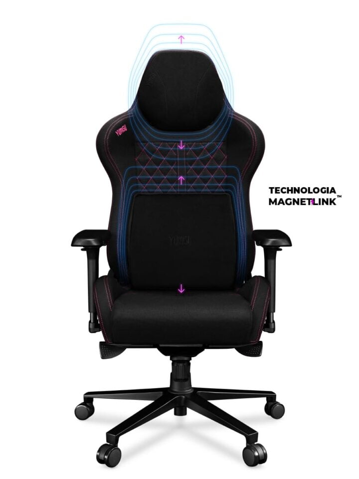 Fotel gamingowy YUMISU 2050 Magnetic Tkanina BLACK/PINK - obrazek 3