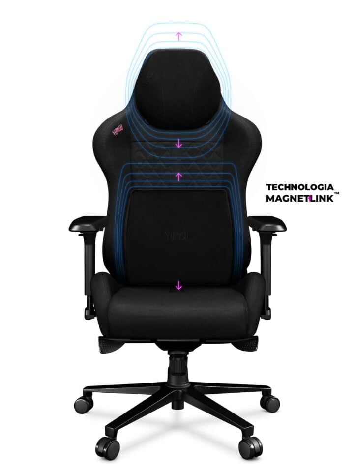 Fotel gamingowy YUMISU 2050 Magnetic Tkanina BLACK/BLACK - obrazek 3