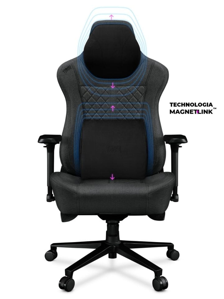 Fotel gamingowy YUMISU 2052 Magnetic Tkanina GRAY/BLACK - obrazek 3