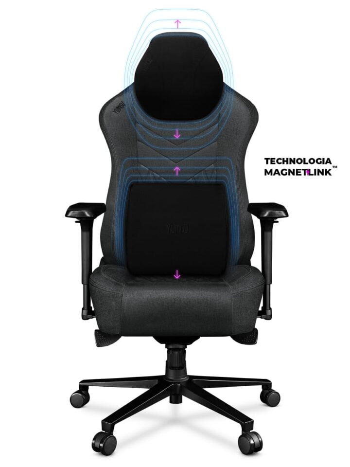 Fotel gamingowy YUMISU 2053 Magnetic Tkanina GRAY/BLACK - obrazek 3