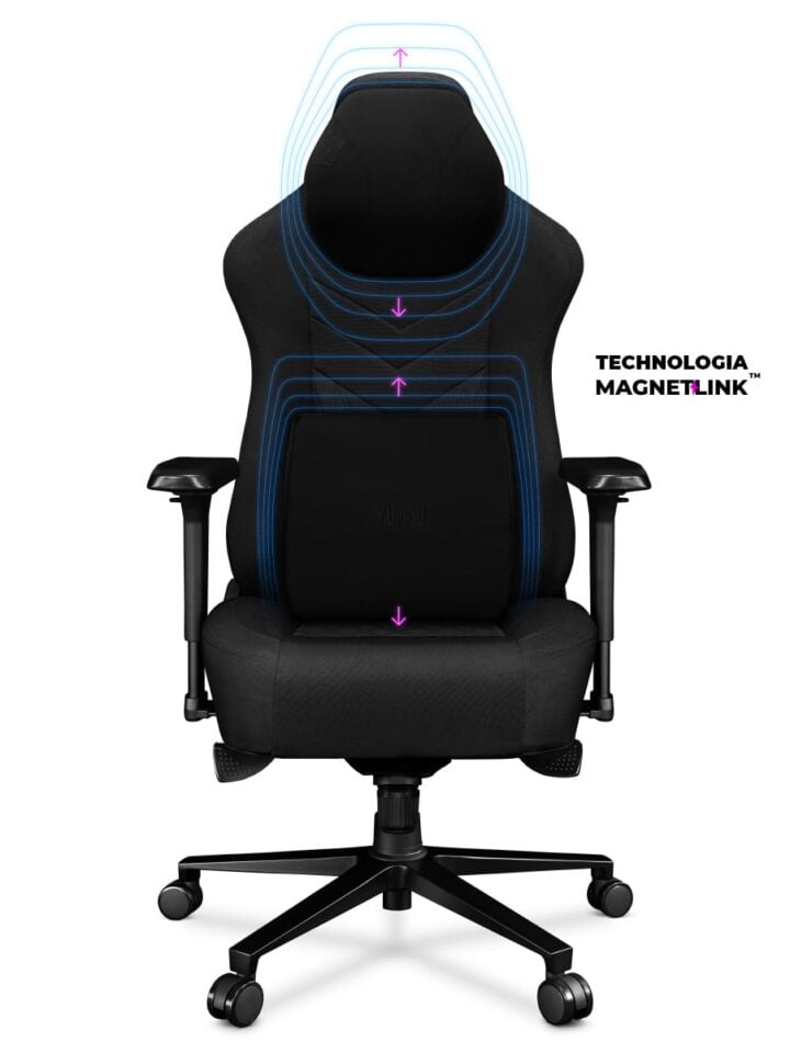 Fotel gamingowy YUMISU 2053 Magnetic Tkanina BLACK/BLACK - obrazek 3