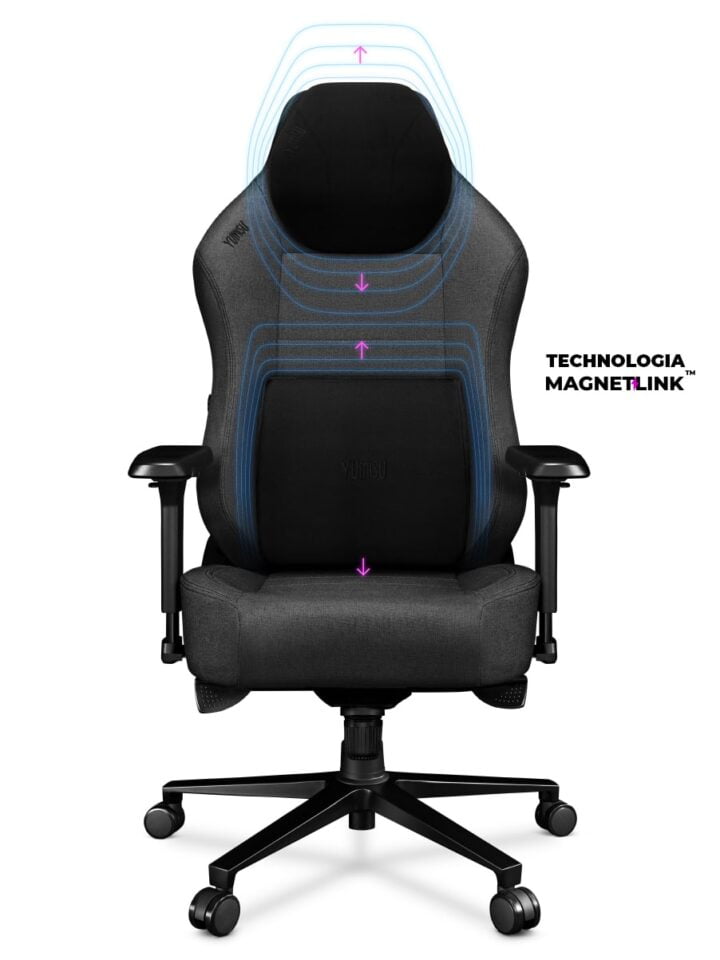 Fotel gamingowy YUMISU 2054 Magnetic Tkanina GRAY/BLACK - obrazek 3