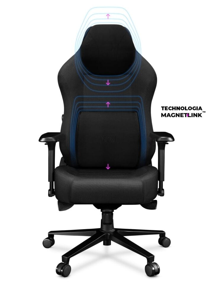 Fotel gamingowy YUMISU 2054 Magnetic Tkanina BLACK/BLACK - obrazek 3
