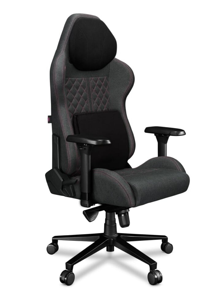 Fotel gamingowy YUMISU 2050 Magnetic Tkanina GRAY/PINK - obrazek 4