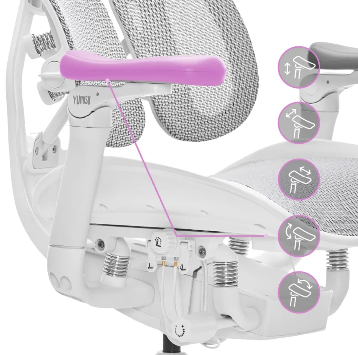 Fotel Ergonomiczny Biurowy YUMISU 1010 Tkanina WHITE - obrazek 15